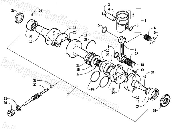 PISTON AND CRANKSHAFT ASSEMBLY diagram