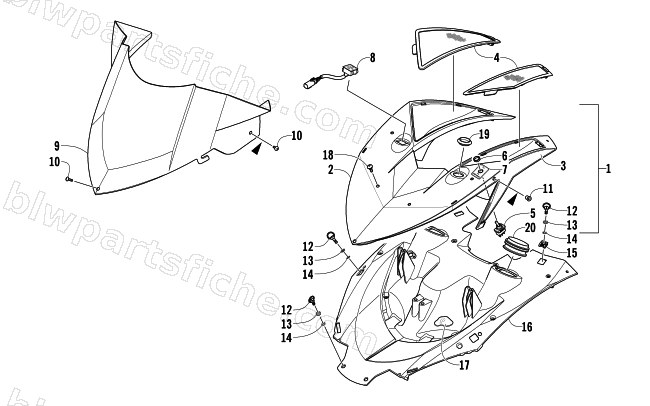 POD AND WINDSHIELD ASSEMBLY diagram