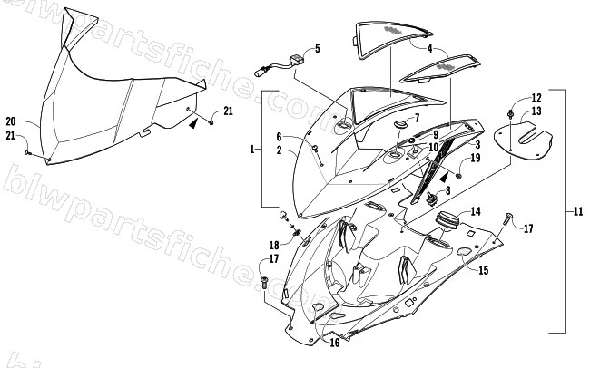 POD AND WINDSHIELD ASSEMBLY diagram