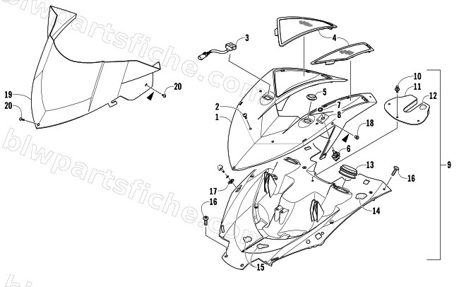 POD AND WINDSHIELD ASSEMBLY diagram