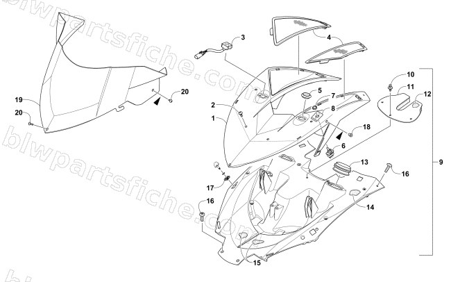 POD AND WINDSHIELD ASSEMBLY diagram