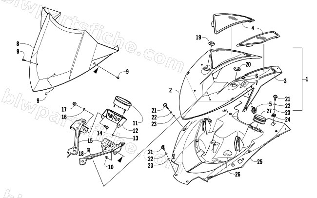 POD AND WINDSHIELD ASSEMBLY diagram