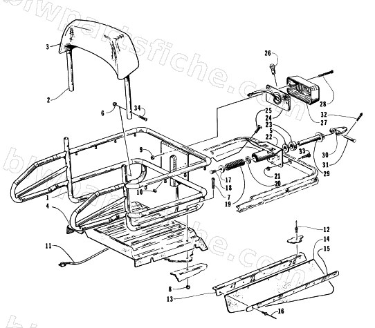 RACK, BACKREST, AND HITCH ASSEMBLIES diagram