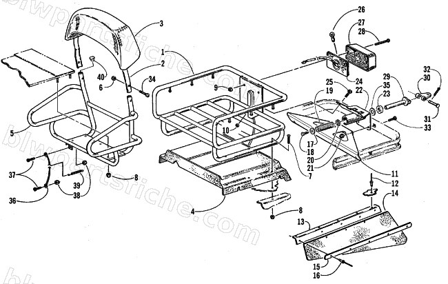 RACK, BACKREST, AND HITCH ASSEMBLIES diagram