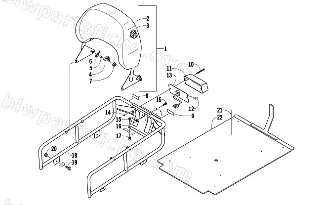 RACK, BACKREST, AND TAILLIGHT ASSEMBLY diagram