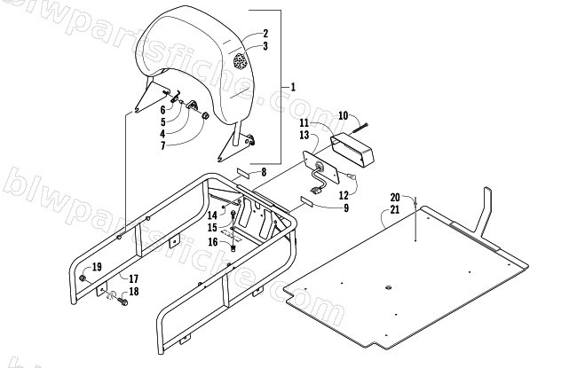 RACK, BACKREST, AND TAILLIGHT ASSEMBLY diagram