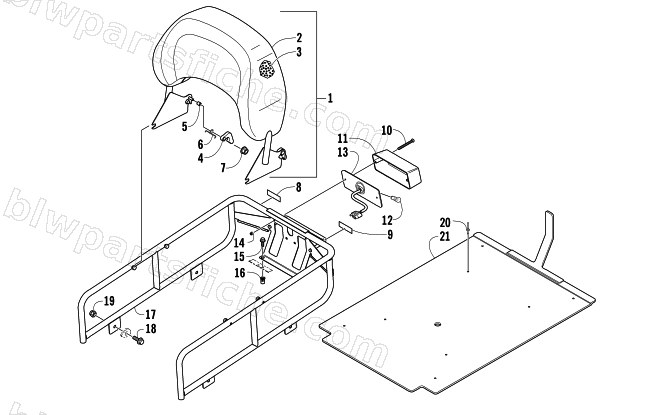 RACK, BACKREST, AND TAILLIGHT ASSEMBLY diagram