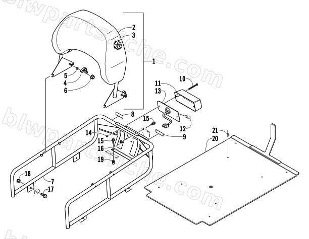 RACK, BACKREST, AND TAILLIGHT ASSEMBLY diagram