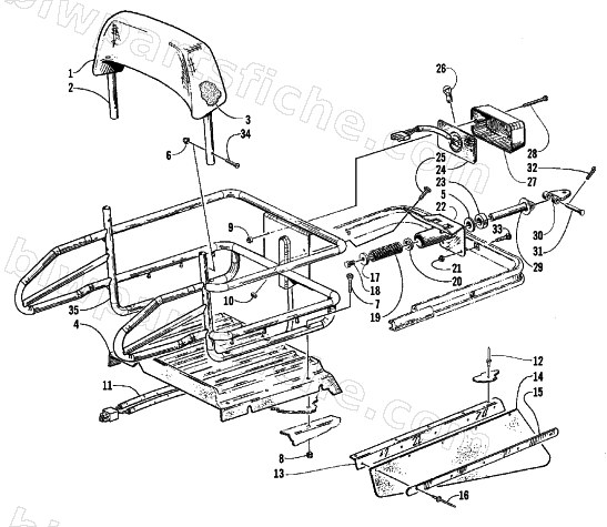RACK, BACKREST, TAILLIGHT, AND HITCH ASSEMBLIES diagram