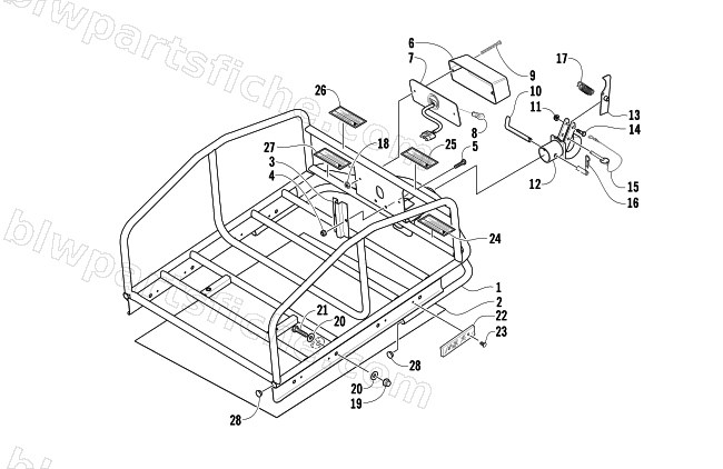 RACK, HITCH, AND TAILLIGHT ASSEMBLIES diagram