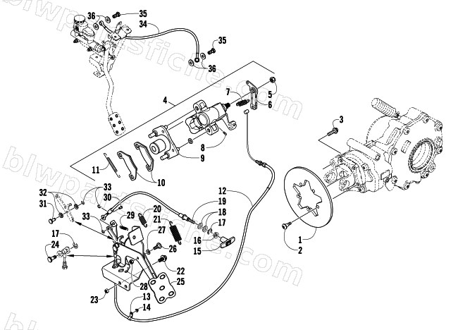 REAR AND PARKING BRAKE ASSEMBLY diagram