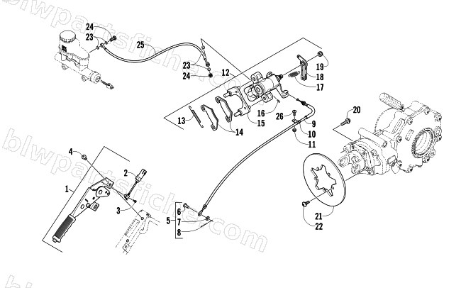 REAR AND PARKING BRAKE ASSEMBLY diagram