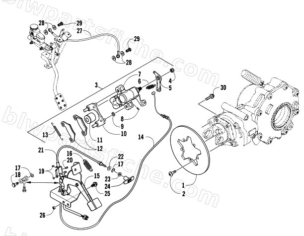 REAR AND PARKING BRAKE ASSEMBLY diagram