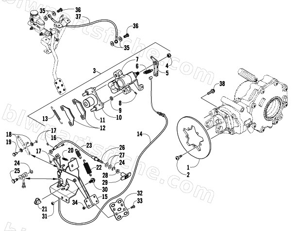REAR AND PARKING BRAKE ASSEMBLY diagram