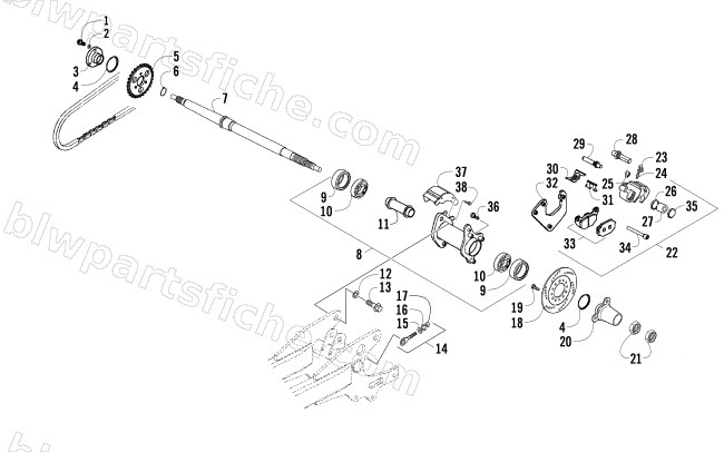 REAR AXLE AND BRAKE ASSEMBLY diagram
