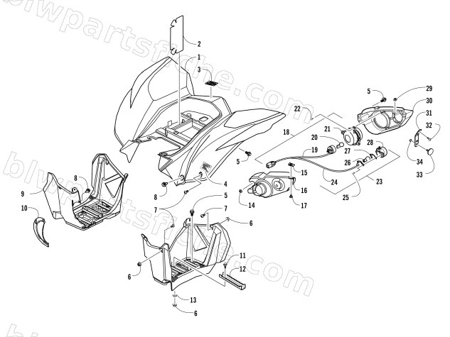 REAR BODY AND TAILLIGHT ASSEMBLY diagram