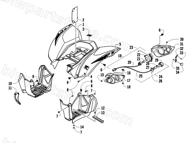 REAR BODY AND TAILLIGHT ASSEMBLY diagram