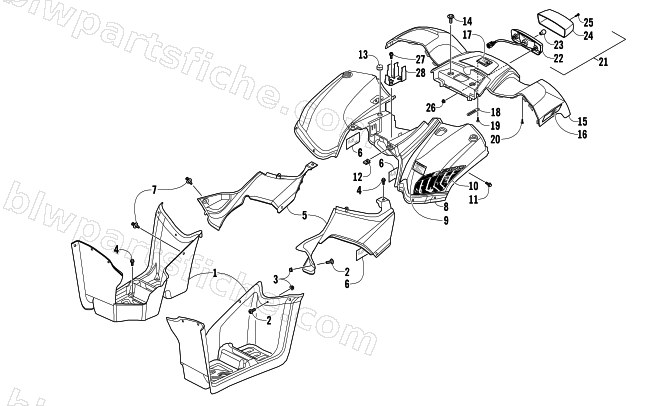 REAR BODY AND TAILLIGHT ASSEMBLY diagram