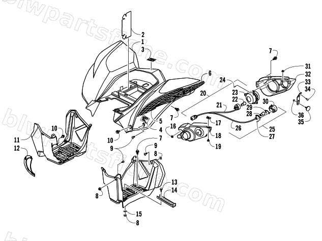 REAR BODY AND TAILLIGHT ASSEMBLY diagram