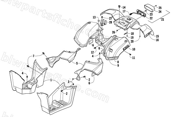 REAR BODY AND TAILLIGHT ASSEMBLY diagram
