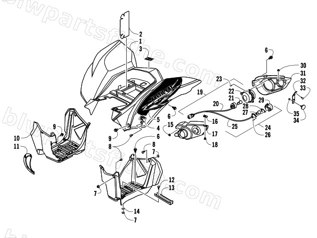 REAR BODY AND TAILLIGHT ASSEMBLY diagram