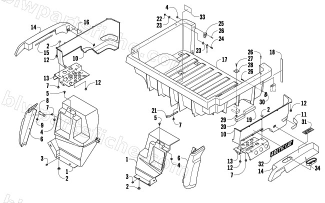REAR BODY PANEL AND CARGO BOX ASSEMBLY diagram