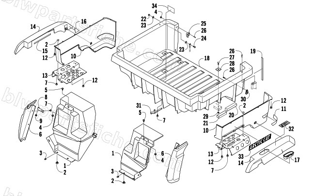 REAR BODY PANEL AND CARGO BOX ASSEMBLY diagram