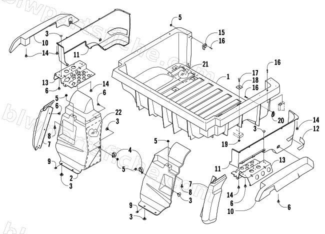 REAR BODY PANEL AND CARGO BOX ASSEMBLY diagram