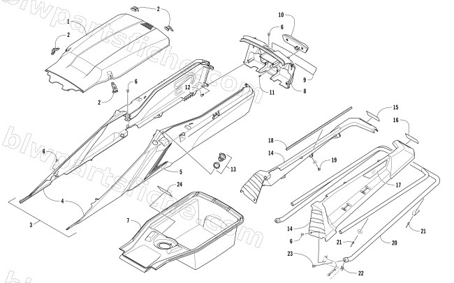 REAR BUMPER, STORAGE, AND TAILLIGHT ASSEMBLY diagram