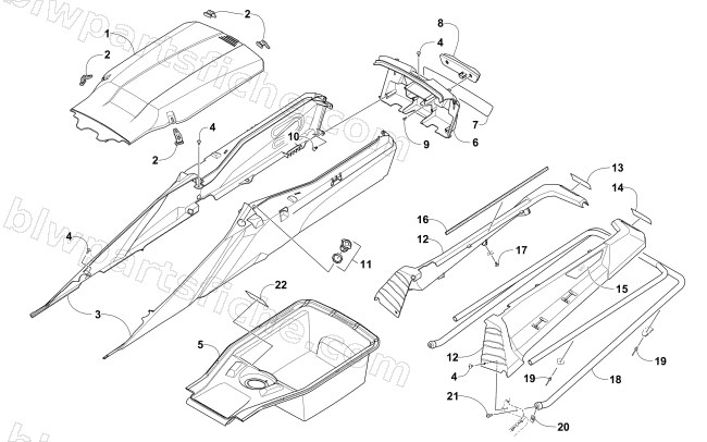 REAR BUMPER, STORAGE, AND TAILLIGHT ASSEMBLY diagram