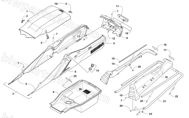 REAR BUMPER, STORAGE, AND TAILLIGHT ASSEMBLY diagram