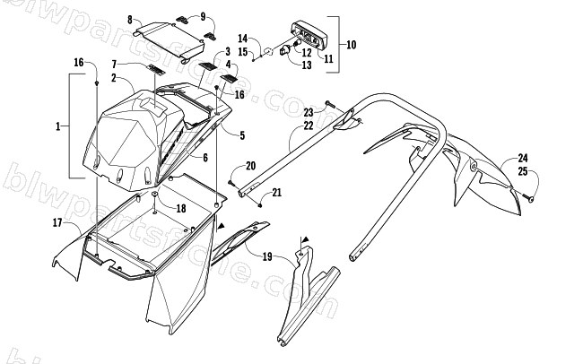 REAR BUMPER, STORAGE BOX, AND TAILLIGHT ASSEMBLY diagram