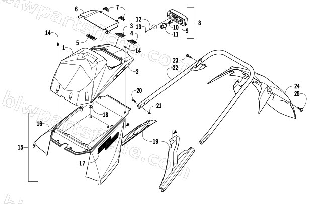 REAR BUMPER, STORAGE BOX, AND TAILLIGHT ASSEMBLY diagram