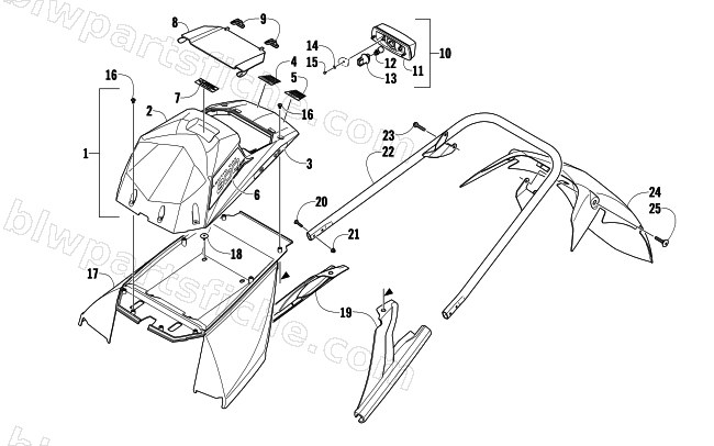 REAR BUMPER, STORAGE BOX, AND TAILLIGHT ASSEMBLY diagram