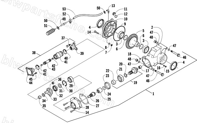 REAR DRIVE GEARCASE ASSEMBLY diagram