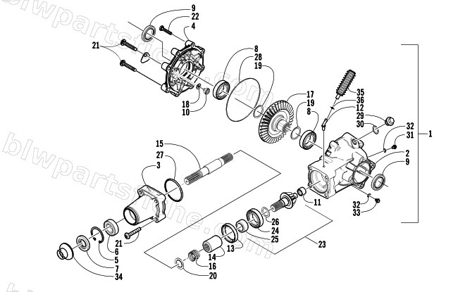 REAR DRIVE GEARCASE ASSEMBLY diagram