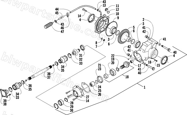 REAR DRIVE GEARCASE ASSEMBLY diagram