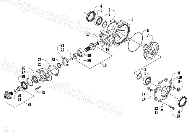 REAR DRIVE GEARCASE ASSEMBLY diagram