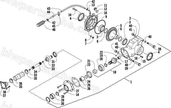 REAR DRIVE GEARCASE ASSEMBLY diagram
