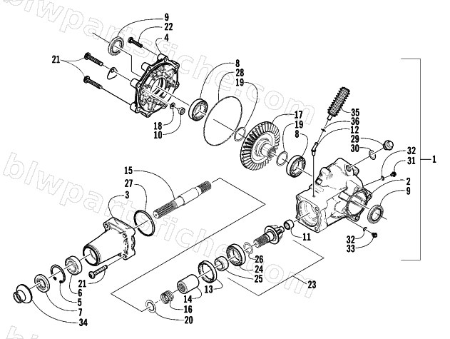 REAR DRIVE GEARCASE ASSEMBLY diagram