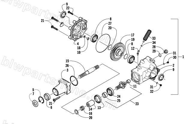 REAR DRIVE GEARCASE ASSEMBLY diagram
