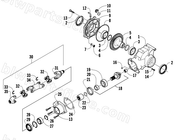 REAR DRIVE GEARCASE ASSEMBLY diagram