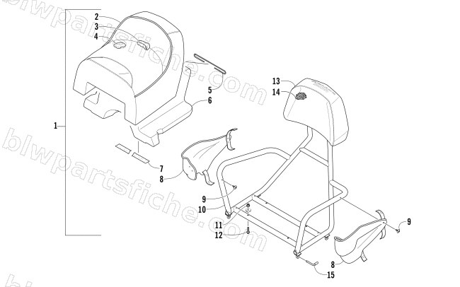 REAR PASSENGER SEAT AND BACKREST ASSEMBLY diagram