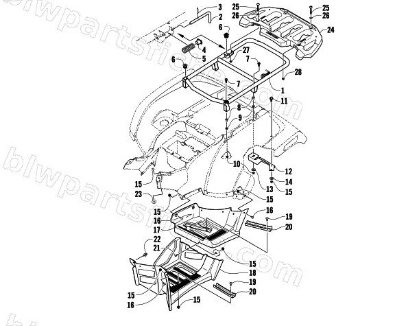 REAR RACK AND FOOTWELL ASSEMBLIES diagram