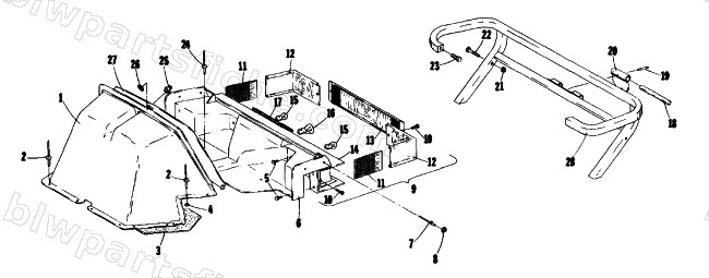 REAR SHROUD AND BUMPER diagram