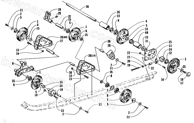 REAR SUSPENSION AXLE ASSEMBLY diagram