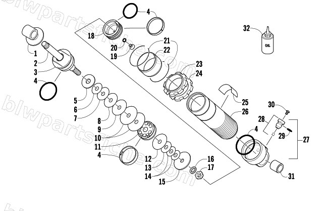 REAR SUSPENSION FRONT ARM SHOCK ABSORBER diagram
