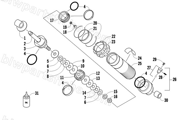 REAR SUSPENSION FRONT ARM SHOCK ABSORBER diagram