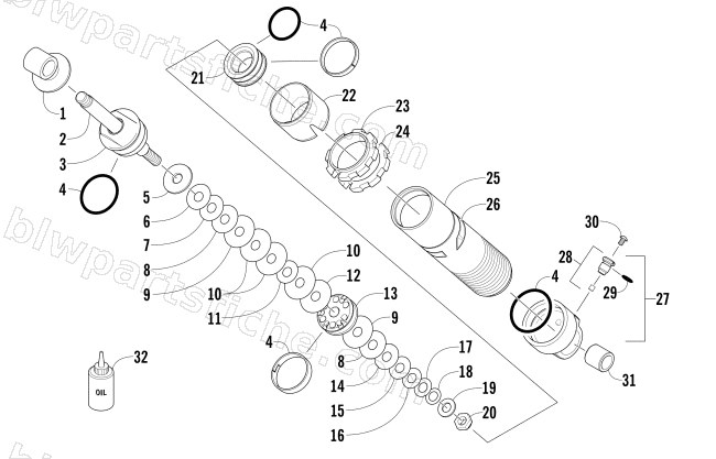 REAR SUSPENSION FRONT ARM SHOCK ABSORBER diagram