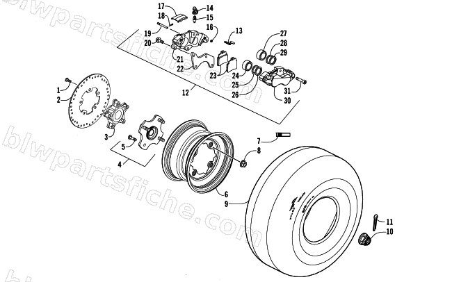 REAR WHEELS AND BRAKE ASSEMBLY diagram